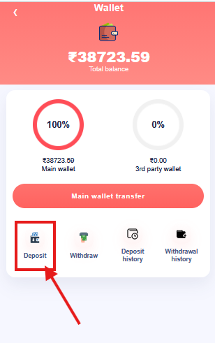 Deposit wallet screen